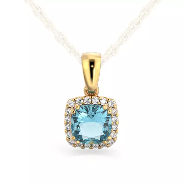 Festive Elsa timanttiriipus akvamariinilla, keltakulta 14-592-090A-KK - Timanttiriipukset - 14-592-090A-KK - 1