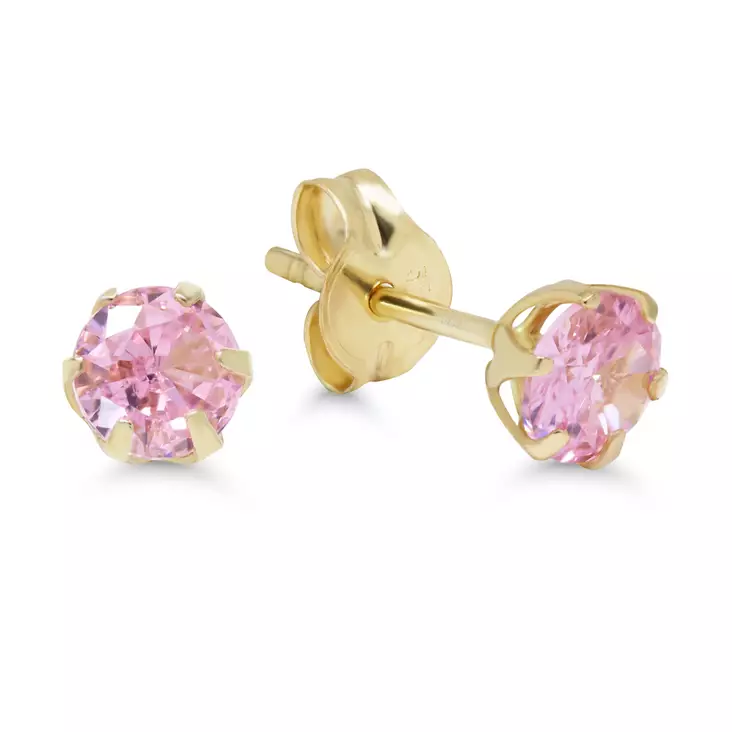 Kultakorvakorut pinkeillä zirkoneilla - Kultaiset korvakorut - 6-148981PINK - 1