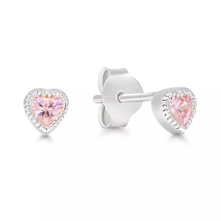 Sydän tappi korvakoru pink - Hopeiset korvakorut - WE-70274pink - 1