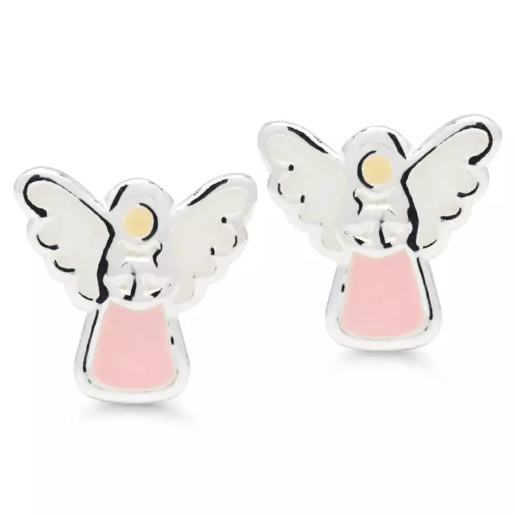 Hopeakorvakorut enkeli pinkki emaloitu - Hopeiset korvakorut - 6-15445PINK - 1