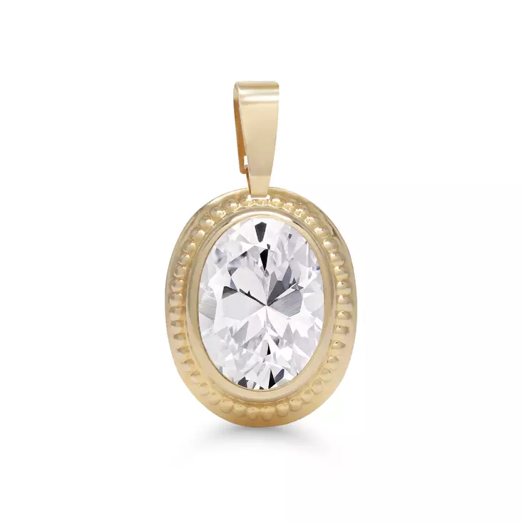 KK riipus 6x8mm ovaali kirkas zirkon - Kultaiset riipukset - K10061K - 3