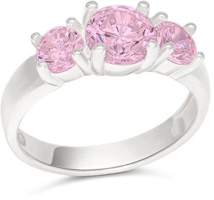 Kastesormus pinkeill=C3=A4 zirkoneilla hopeaa 6-8132Zpink - Kastesormukset - 6-8132Zpink - 1