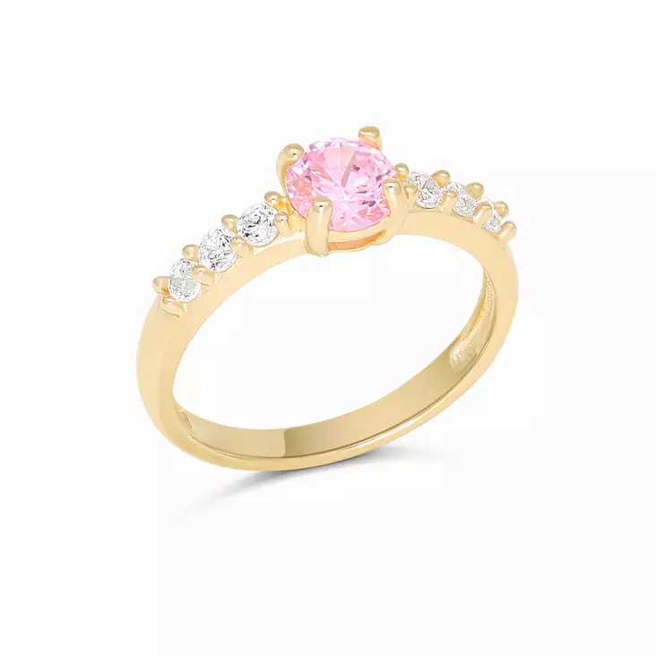 Kastesormus zirkoneilla pink kullattu - Kastesormukset - SBR-8133Zpink - 1