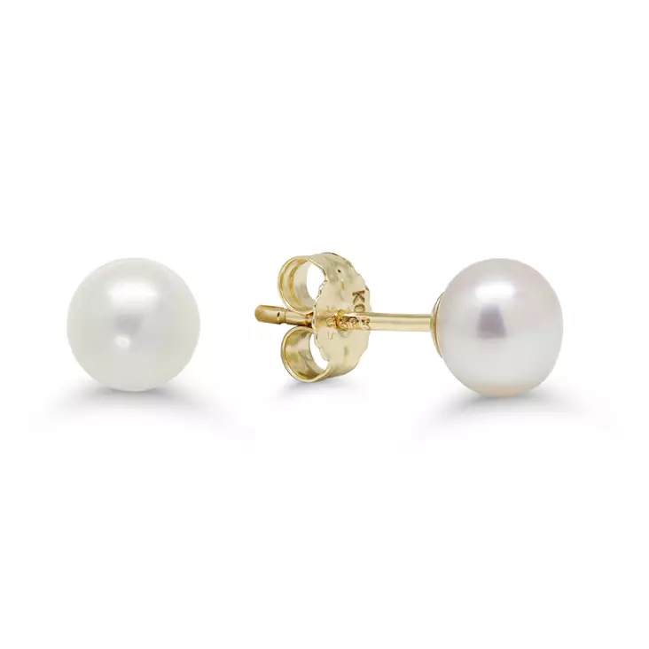 Helmikorvakorut kk 5mm valkoinen helmi - Kultaiset korvakorut - GE-5valk - 1