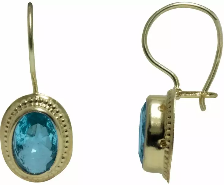 Korvakoru Kame koukku viistekivi Aqua 6x8 mm - Kultaiset korvakorut - K40060AK - 2