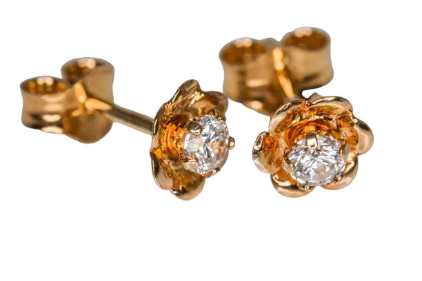 Kukka korvakoru 6 mm Kirkas - Kultaiset korvakorut - K20028K - 1