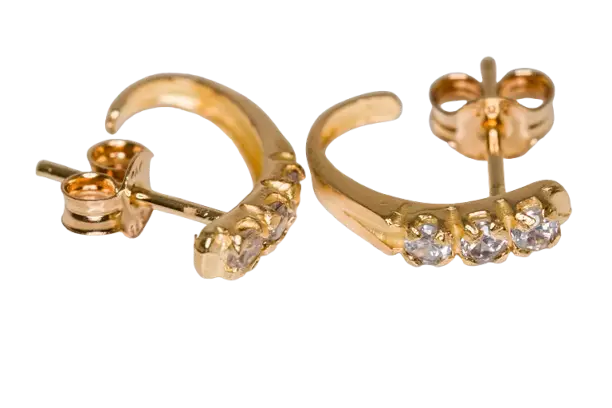 Rivikorvakoru 3 x kivi tappi - Kultaiset korvakorut - K20121K - 1