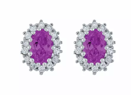 Hopeiset korvakorut kirkkailla ja violeteilla zirkoneilla C10583L - Hopeiset korvakorut - C10583L - 1