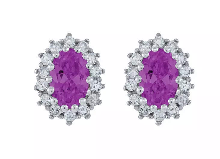 Hopeiset korvakorut kirkkailla ja violeteilla zirkoneilla C10583L - Hopeiset korvakorut - C10583L - 1