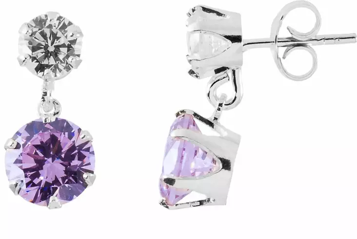 Hopea korvakorut kahdella kivell=C3=A4 H2225KKP - Hopeiset korvakorut - H2225KL - 1