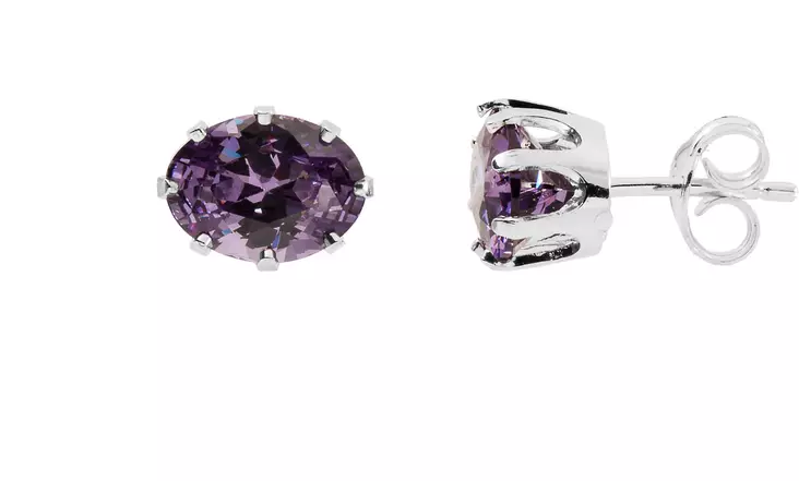 Korvakorut lila ovaali zirkoni H2180L - Hopeiset korvakorut - H2180L - 1