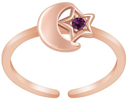 Hopeinen Varvassormus Kuu ja T=C3=A4hti Y6247AM - Varvassormukset - Y6247AM - 1