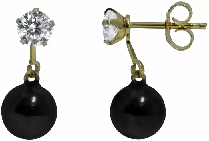 Hematiiti 7 mm 4 mm zirkon tappi K20190HEM - Kultaiset korvakorut - K20190HEM - 1