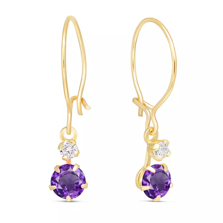 Kultakorvakoru zirkoinioilla Ametisti - Kultaiset korvakorut - K40140AM - 1