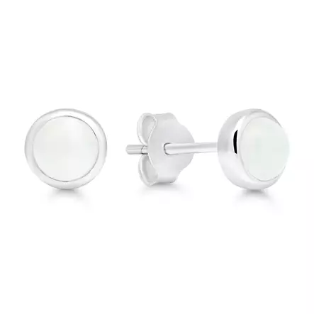 Hopeakorvakorut kuukivi 6 mm - Hopeiset korvakorut - 60874moon - 1