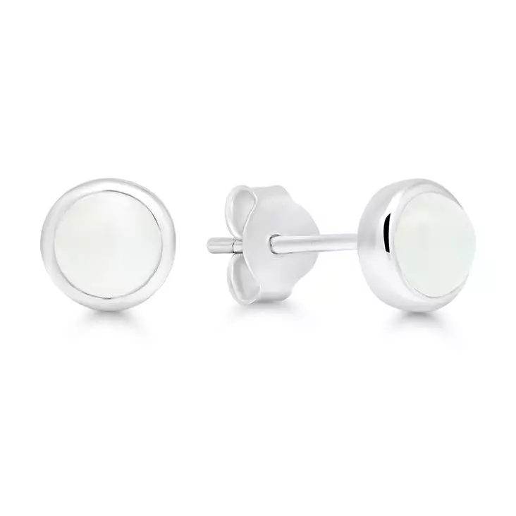 Hopeakorvakorut kuukivi 6 mm - Hopeiset korvakorut - 60874moon - 1