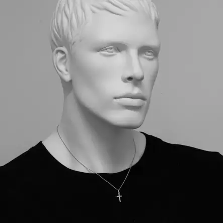 Hopeinen risti sinisellä zirkonilla ankkuriketjussa. - Rippiristi hopea - C10052BP - 2