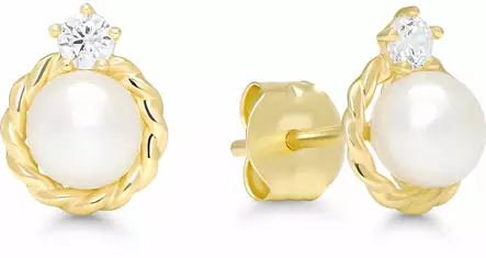 Kultaiset helmikorvakorut zirkoneilla 6-K-E12787ZP - Kultaiset korvakorut - 6-K-E14787ZP - 1