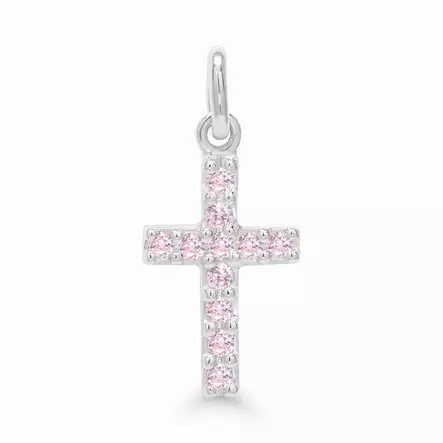 Essi hopearisti pinkeillä zirkoneilla  - Rippiristi hopea - C10066P - 3