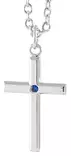 Hopeinen risti sinisellä zirkonilla ankkuriketjussa. - Rippiristi hopea - C10052BP - 1