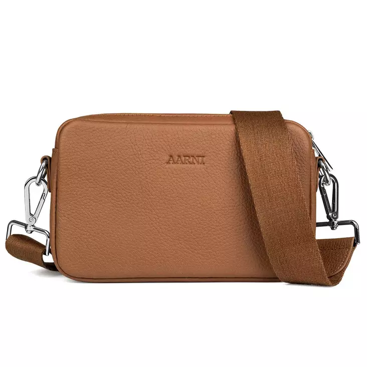 Aarni olkalaukku konjakki - hopea - Korttikotelot ja rasiat - OLKA-KONJAKKI-HOP - 1