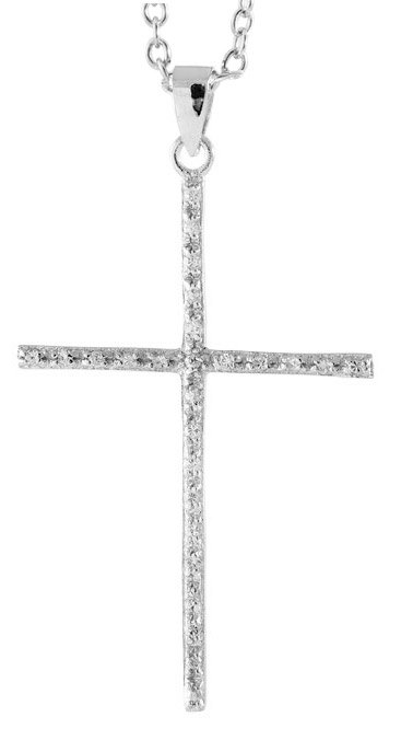 Hopeinen rippiristi ankkuriketjussa C10008P - OUTLET kaulakorut ja riipukset - C10008P - 1