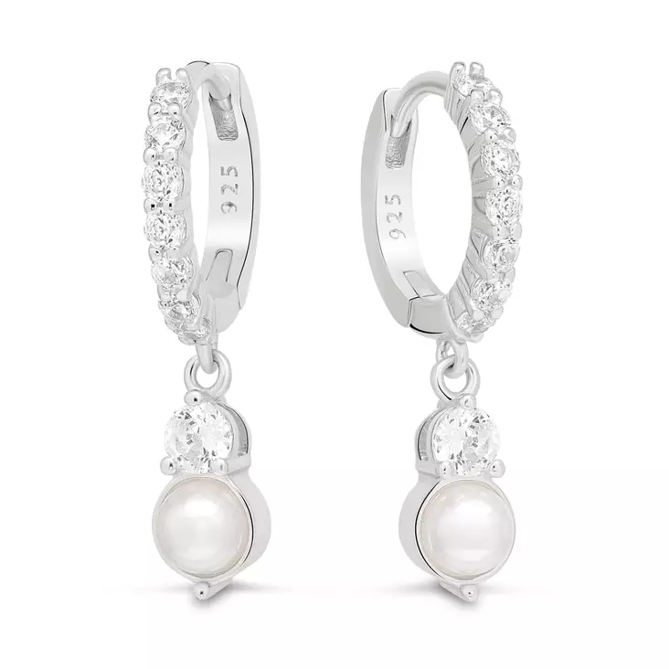 Hopearenkaat zirkoneilla, roikkuu zirkon - Hopeiset korvakorut - E-3451ZP - 1