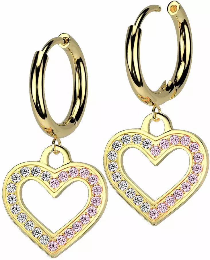 Syd=C3=A4nrengas ter=C3=A4s pinkki - Teräksiset korvakorut - H4655GDCP - 1