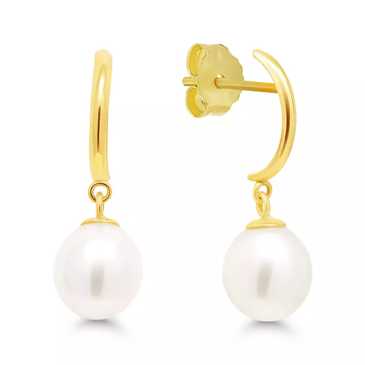 Korvakoru puolikaari helmi - Kultaiset korvakorut - LME-0365P - 1