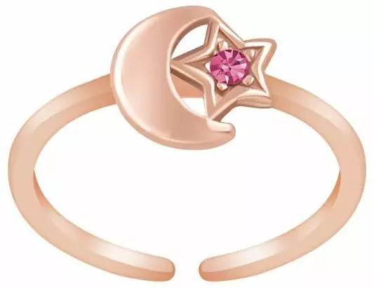 Hopeinen Varvassormus Kuu ja Tähti Y6247P - Varvassormukset - Y6247P - 1