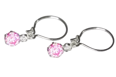 Kivikoukku 2-4mm heiluva pinkki - Hopeiset korvakorut - H4130P - 1