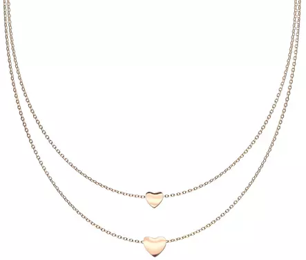 Kaksin sydän kaulakoru Rose - Teräksiset kaulakorut - HN1505R - 1