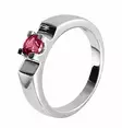 Hopeinen kastesormus rubiinin s=C3=A4vyisell=C3=A4 zirkonilla. - Kastesormukset - C10870R - 1