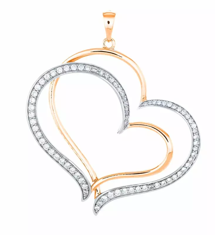 Hopeinen syd=C3=A4nriipus zirkoneilla - Hopeiset riipukset - C10092R - 1