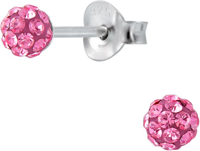 Kristallipallo -korvakorut, pinkki - Hopeiset korvakorut - Y2223R - 1