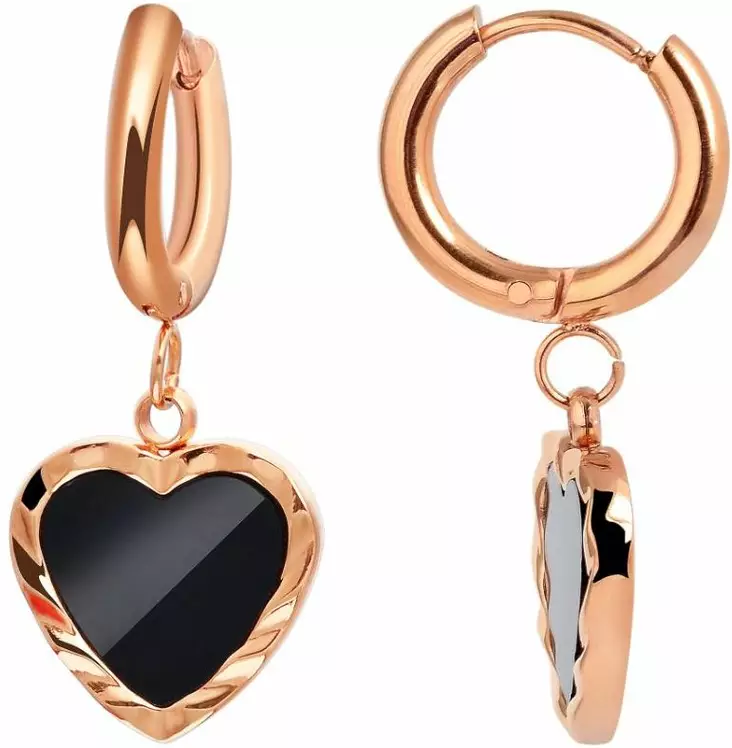 Syd=C3=A4nrengas rose musta SH52R - Teräksiset korvakorut - SH52R - 1