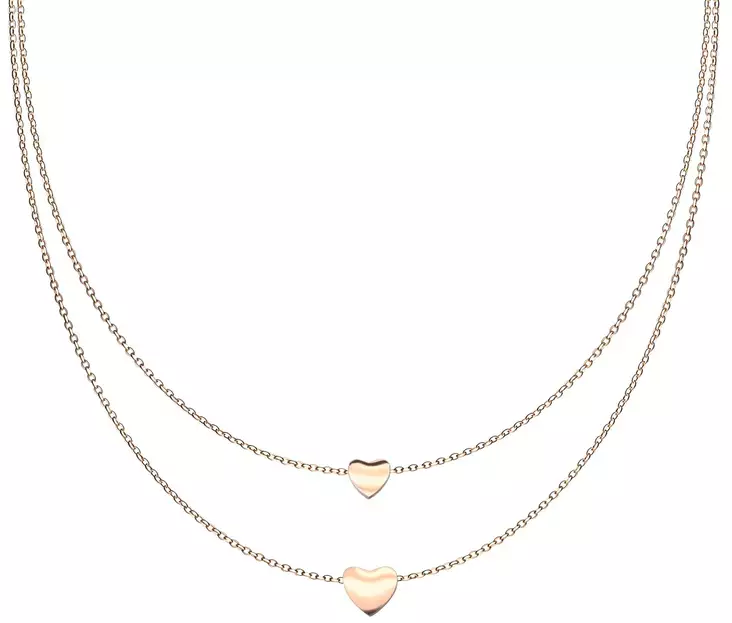 Kaksin sydän kaulakoru Rose - Teräksiset kaulakorut - HN1505R - 1