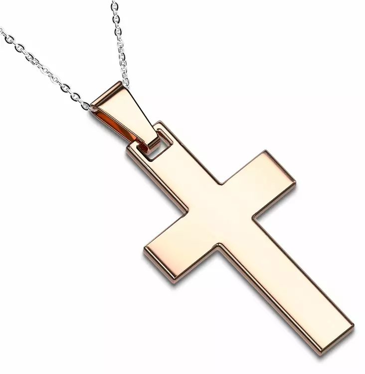 Teräsristi Rose 35x20mm 50cm - Teräksiset kaulakorut - H7000R - 1