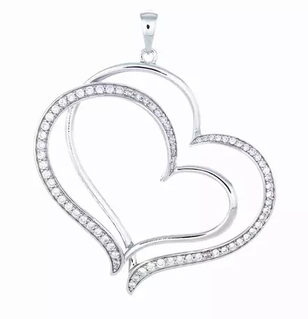 Hopeinen sydänriipus kirkkailla zirkoneilla - Hopeiset riipukset - C10092S - 1