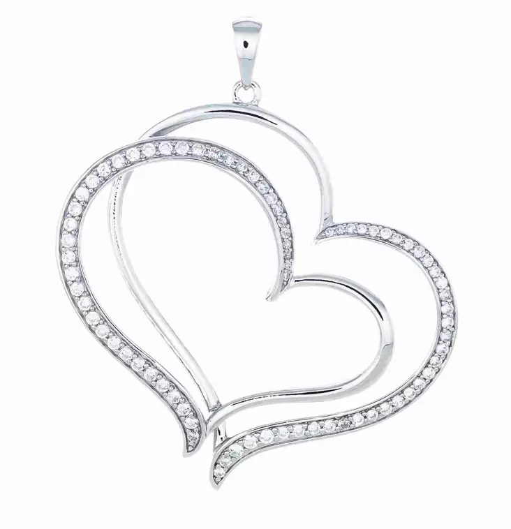 Hopeinen sydänriipus kirkkailla zirkoneilla - Hopeiset riipukset - C10092S - 1