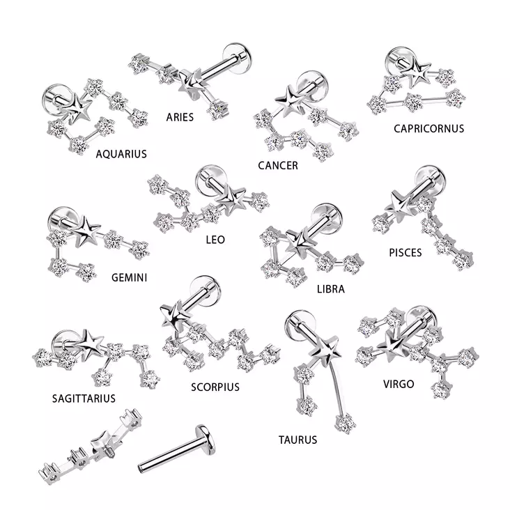 Horoskooppi lävistyskoru 1,2mm 8mm - Lävistyskorut - LI-VESIMIES - 2