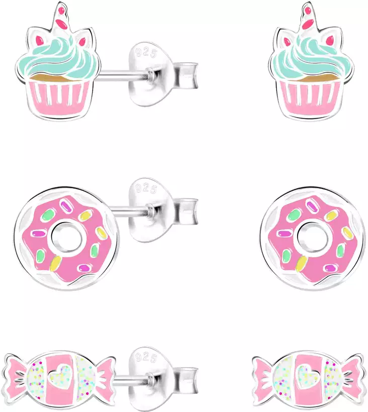 Makee korvissetti 3 paria korviksia - Hopeiset rannekorut - Y7921S - 1