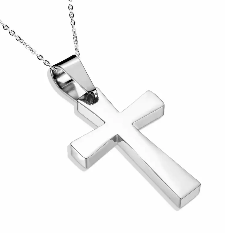 Teräsristi 30x20mm 50cm - Teräksiset kaulakorut - H7058S - 1