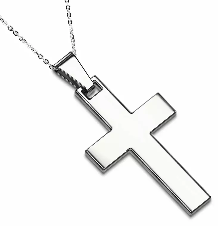 Teräsristi 35x20mm 50cm - Teräksiset kaulakorut - H7000S - 1