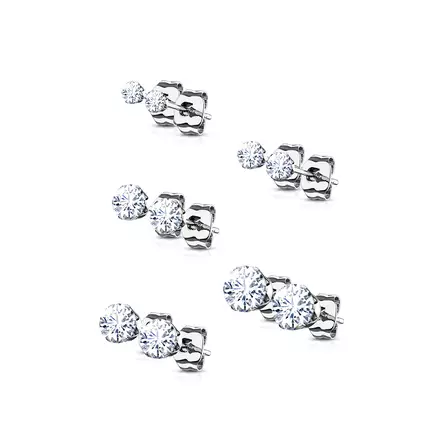 Korvakorusetti 5 paria 3-7mm tappi - Teräksiset korvakorut - HS03-7-SET - 1