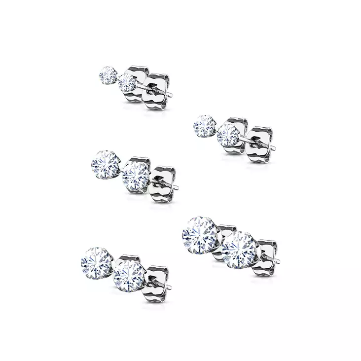 Korvakorusetti 5 paria 3-7mm tappi - Teräksiset korvakorut - HS03-7-SET - 1