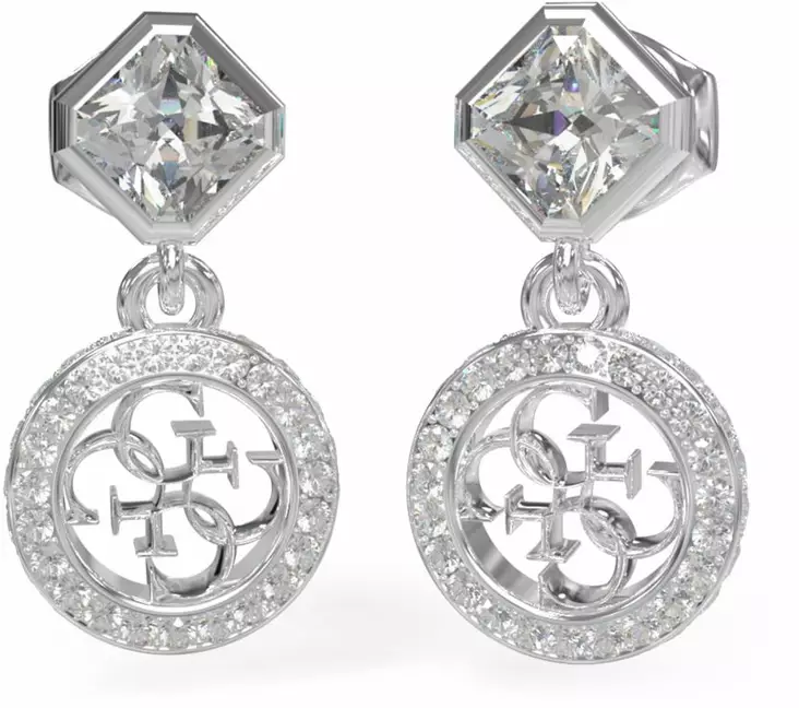 GUESS 4G Crush hopeanväriset riippuvat korvakorut JUBE04154JWRHT/U - Teräksiset korvakorut - JUBE04154JWRHT-U - 1