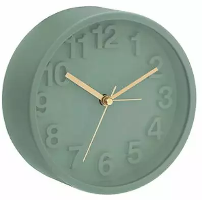 Herätyskello 3D 13cm Pyöreä Vihreä - Herätyskellot - Z918V - 1