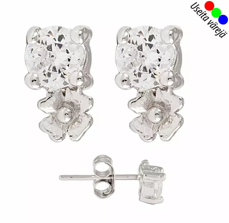 Korvakorut kukka, hopea - OUTLET korvakorut - JSS6637W - 1