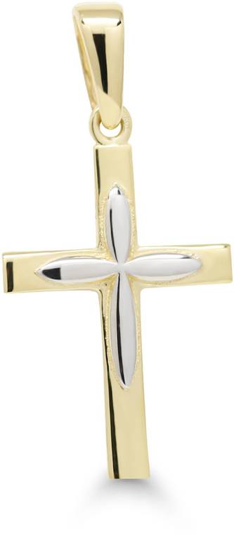 Kultainen kaksiv=C3=A4rinen ristiriipus 6-019W - Rippiristi kulta - 6-019YW - 1